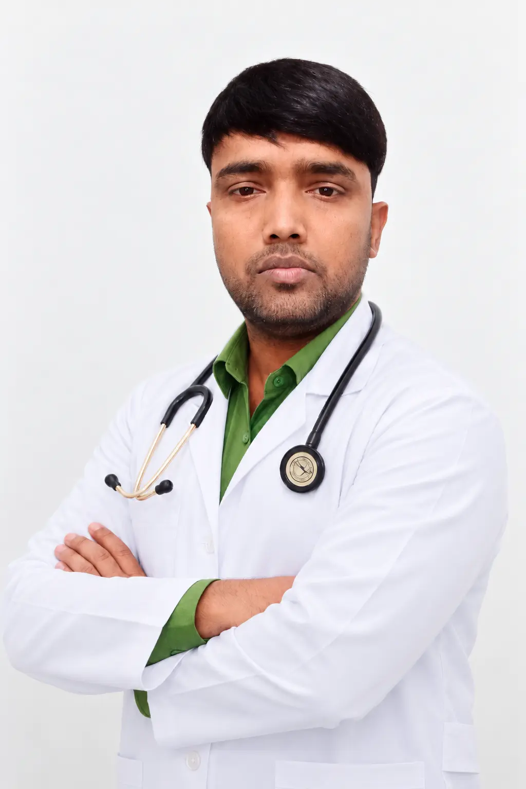 Indian doctor in a white coat with a stethoscope Indian doctor in a white coat with a stethoscope